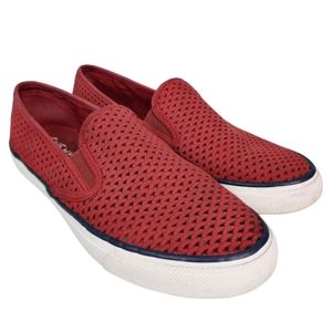 Sperry Seaside Perforated boat shoes, women's size 7M, red wine